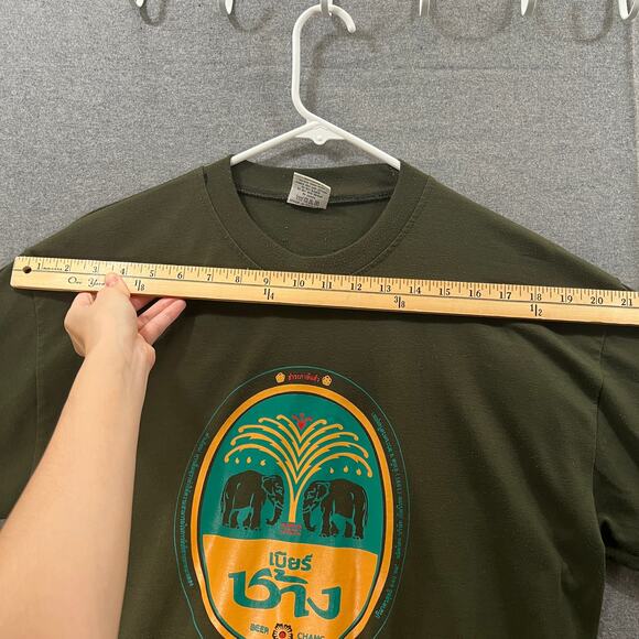 Chang Green Cotton Shirt Adult Size Extra Large Short Sleeve Casual T Shirt Mens - Picture 8 of 12